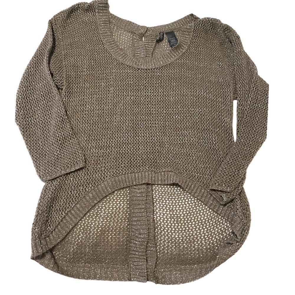 Neutral crochet shimmer top